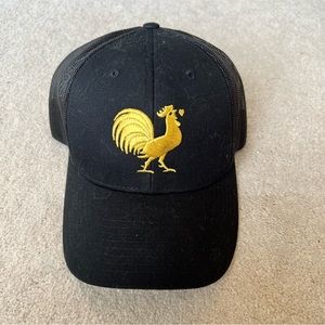 Key west rooster trucker hat black and gold